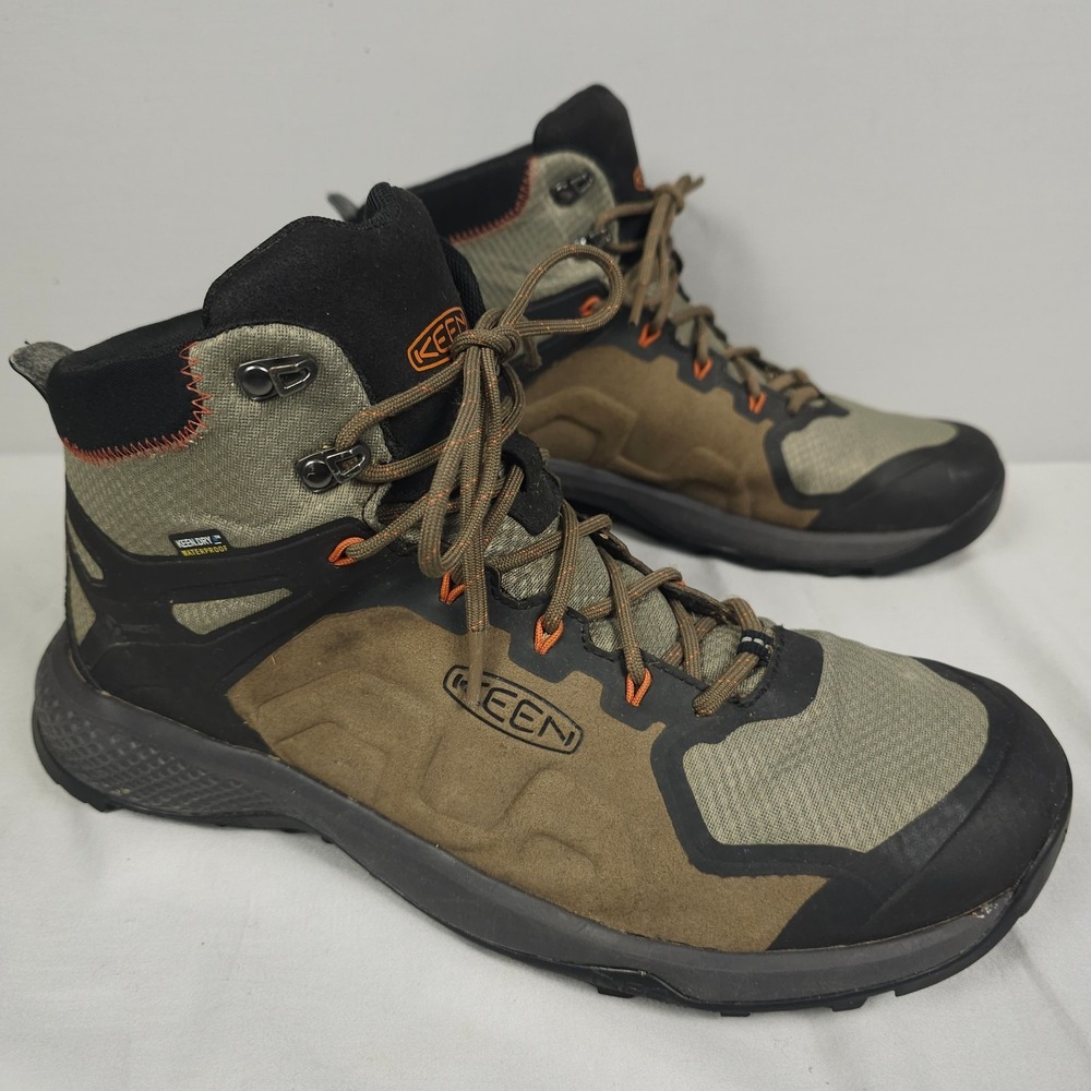 Keen Explore Mid Boots Men Size 12 Brown Green Black WP Waterproof Keendry Hikin